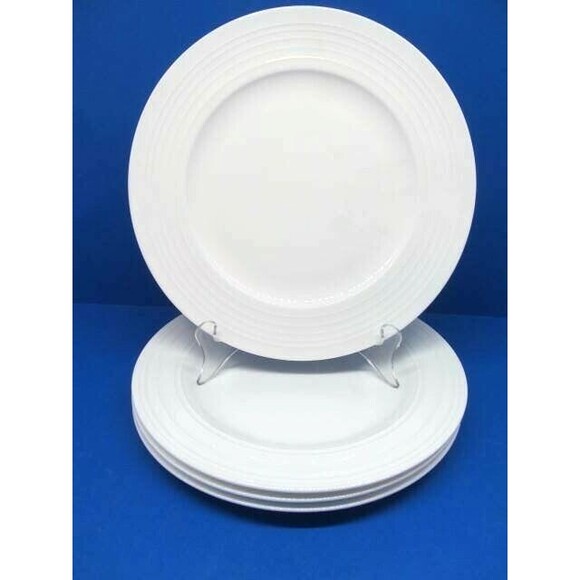 Mikasa Swirl White Bone China  9" Salad Luncheon Plates Bundle of 4 - Picture 8 of 11